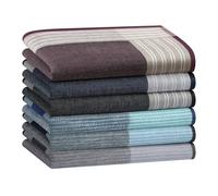 HOULIFE Classic Checkered Mens Handkerchief Stripe Handkerchiefs for Men Soft Cotton Men’s Hankies Plaid Pocket Square for Wedding Party