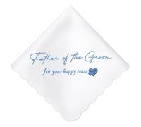 HOULIFE Embroidered Wedding Handkerchief White Cotton Handkerchiefs Something Blue Hanky for Bride Groom Mother Father Wedding Day Gift