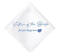 HOULIFE Embroidered Wedding Handkerchief White Cotton Handkerchiefs Something Blue Hanky for Bride Groom Mother Father Wedding Day Gift