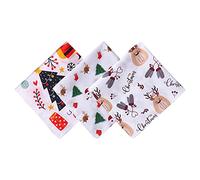 HOULIFE Handkerchiefs Christmas - Handkerchiefs for Women, 100% 60S Combed Cotton Santa Claus Fabric Handkerchiefs, 3/6 Pieces, 40 x 40 cm, Merry X-mas, Medium