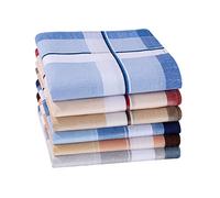 HOULIFE Handkerchiefs for Men, Soft Cotton Mens Handkerchief with Striped Pattern Classic Hankies for Men in Assorted Color, Mixed 6pcs-15.7×15.7″, 15*15"
