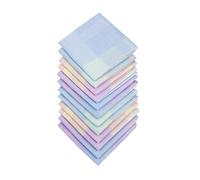 HOULIFE Ladies 100% 60S Cotton Handkerchiefs Womens Soft Checkered Pattern Hankies for Wedding Party 6/12 Pieces 17x17/43x43cm