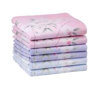 HOULIFE Ladies 100% 60S Cotton Handkerchiefs Womens Soft Vintage Floral Print Hankies for Wedding Party 3/6 Pieces 18x18/45x45cm