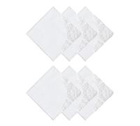HOULIFE Ladies Handkerchief - Large Hankerchieves Ladies, Solid White Embroidered Lace Hankies, 100% 60S Combed Cotton Womens Floral Hankies for Bridal Wedding Party, 43x43cm (White 3, 6pcs)