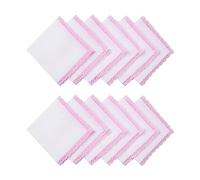 HOULIFE Ladies Handkerchief - Small Hankerchieves Ladies, Colourful Embroidered Lace Hankies, Premium 60S Combed Cotton Womens Colorful Hankies for Bridal Wedding Party, 12 Pcs, 25x25cm, Light Pink