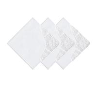 HOULIFE Ladies Handkerchief - Small Hankerchieves Ladies, Solid White Embroidered Lace Hankies, 100% 60S Combed Cotton Womens Floral Hankies for Bridal Wedding Party, 3/6 Pieces, 35x35cm/14x14’’