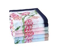 HOULIFE Ladies Handkerchiefs - Floral Handkerchieves Ladies, Hankerchief Womens Cotton, Premium 100% 60S Combed Cotton Colorful Flower Print Hankies for Wedding Party, 45x45cm/18x18’’, 6/12 Pieces