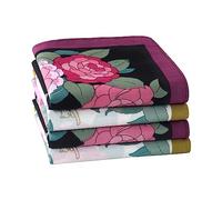 HOULIFE Ladies Handkerchiefs - Floral Handkerchieves Ladies, Hankerchief Womens Cotton, Premium 100% 60S Combed Cotton Colorful Flower Print Hankies for Wedding Party, 45x45cm/18x18’’, 4/8 Pieces