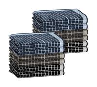 HOULIFE Mens Cotton Hankerchieves, Cotton Striped Checkered Pattern Handkerchief with Assorted Color Vintage Hankies, Black+blue+brown Plaid, 12pcs