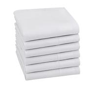 HOULIFE Men's Handkerchiefs - Women's Plain Handkerchiefs Fabric Made of Pure 60S Cotton for Everyday Use Wedding, 40 x 40 cm / 16 x 16 inches, 6/12 Pieces, White, 40x40cm/16x16"