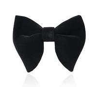 HOULIFE Men's Velvet Bow Tie, Pre-Tied, Large, Black, 12x10cm, Formal Wedding Occasions
