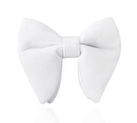 HOULIFE Velvet Bow Tie for Men - Adjustable Pre-tied Bowtie, Solid Colour Big Butterfly Bow Ties for Groom Wedding Party Formal with Gift Box, White