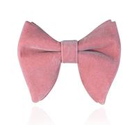 HOULIFE Velvet Bow Tie for Men - Adjustable Pre-tied Bowtie, Solid Colour Big Butterfly Bow Ties for Groom Wedding Party Formal with Gift Box, Smoke Pink