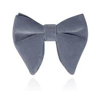 HOULIFE Velvet Bow Tie for Men - Adjustable Pre-tied Bowtie, Solid Colour Big Butterfly Bow Ties for Groom Wedding Party Formal with Gift Box, Silver Grey
