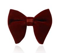 HOULIFE Velvet Bow Tie for Men - Adjustable Pre-tied Bowtie, Solid Colour Big Butterfly Bow Ties for Groom Wedding Party Formal with Gift Box, Burgundy