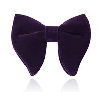 HOULIFE Velvet Bow Tie for Men - Adjustable Pre-tied Bowtie, Solid Colour Big Butterfly Bow Ties for Groom Wedding Party Formal with Gift Box, Purple
