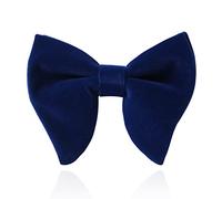 HOULIFE Velvet Bow Tie for Men - Adjustable Pre-tied Bowtie, Solid Colour Big Butterfly Bow Ties for Groom Wedding Party Formal with Gift Box, Navy Blue