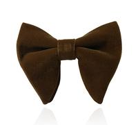 HOULIFE Velvet Bow Tie for Men - Adjustable Pre-tied Bowtie, Solid Colour Big Butterfly Bow Ties for Groom Wedding Party Formal with Gift Box, Coffee