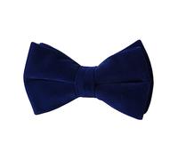 HOULIFE Velvet Bow Tie for Men - Adjustable Pre-tied Bowtie, Solid Colour Butterfly Bow Ties for Groom Wedding Party Formal with Gift Box (Double Layer), Navy Blue