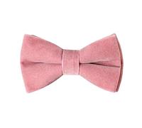 HOULIFE Velvet Bow Tie for Men - Adjustable Pre-tied Bowtie, Solid Colour Butterfly Bow Ties for Groom Wedding Party Formal with Gift Box (Double Layer), Smoke Pink