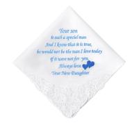 HOULIFE Wedding Handkerchief for Bride White Lace Embroidered Hankies Soft Cotton Handkerchiefs Something Blue Hanky for Wedding Day Gift