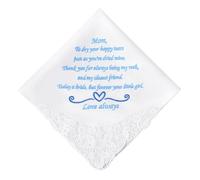 HOULIFE Wedding Handkerchief for Bride White Lace Embroidered Hankies Soft Cotton Handkerchiefs Something Blue Hanky for Wedding Day Gift