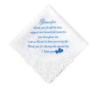 HOULIFE Wedding Handkerchief for Bride White Lace Embroidered Hankies Soft Cotton Handkerchiefs Something Blue Hanky for Wedding Day Gift