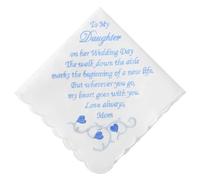 HOULIFE Wedding Handkerchiefs Embroidered White Hankies 60S Cotton Hanky Something Blue for Bride Groom on Wedding Day