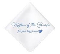 HOULIFE Wedding Handkerchiefs for Bride Groom Mother Father Happy Tears Handkerchief White Cotton Keepsake Hankies Something Blue Wedding Gift