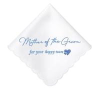 HOULIFE Wedding Handkerchiefs for Bride Groom Mother Father Happy Tears Handkerchief White Cotton Keepsake Hankies Something Blue Wedding Gift