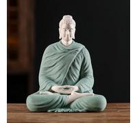 Houlu 6 Inch Green Ceramic Buddha Statue Home Decor, Small Meditating Buddha Statue Indoor