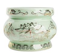 Houlu Small Green Ceramic Incense Burner Pot for Praying Buddha, Tibetan Buddhist Altar Worship Incense Censer - 4 Inches