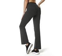 Houmous S-XXXL 29''31''33''35'' Inseam Women's Cotton Bootcut Pants Inner Pocket(Regular-33 Inseam-Dark Grey, 4 Pockets, Large)