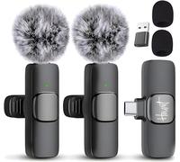 Houmt Wireless Microphone for iPhone 15 USB-C Compatible with Samsung s24 & iPhone 15 Series - Wireless Lavalier Microphone for Android - USB C Microphone for Video Recording and Tiktok (2 in 1)