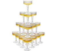 Houmury 20 Pcs 7oz Plastic Wine Glasses Unbreakable Wedding Plastic Champagne Flutes Goblet Glasses Reusable Clear Acrylic Martini Drinkware For Birthday Party(20)