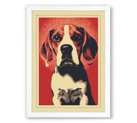 Hound in Radiance Retro Framed Wall Art Print A2 (59.4×42cm) White, Wall Decor for Living Room, Bedroom, Office & Home, Ready to Hang, Art Gift