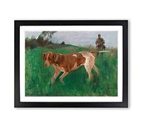 Hound On The Hunt By Bruno Liljefors Classic Painting Framed Print | A4 Black Framed Wall Art | Ready to Hang | Classic Historical Picture | Living Room Bedroom Lounge Office