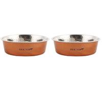 Hound Stainless Steel Pet Hammered Antique Copper Finish Bowl, S, 940 ml (Pack of 2)