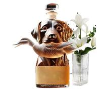 Hound Whiskey Decanter - Glass Dog Statue Decanter, Airtight Spirit Holder, Crystal Alcohol Container | Home Bar Decor for Bourbon Brandy