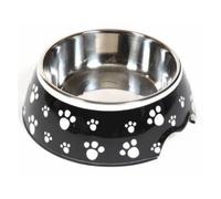 Hounds Black and White Paw Stainless Steel Pet Bowl Assorted Sizes