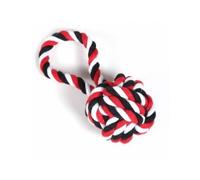 Hounds Black & Red Cotton Rope Woven Ball With Loop Dog Toy