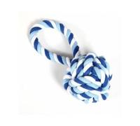 Hounds Blue & White Cotton Rope Woven Ball With Loop Dog Toy