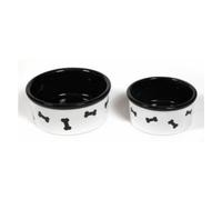 Hounds Ceramic Black and White Dog Bowls Assorted Sizes