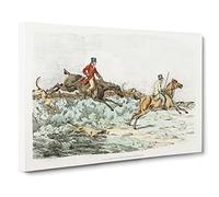Hounds On The Hunt By Henry Alken Canvas Print | Gallery Wrapped 30mm Frame Wall Art | 24x16 inches | Ready to Hang | Retro Animal Picture | Living Room Bedroom Lounge Office