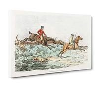 Hounds on The Hunt by Henry Alken Canvas Print | Gallery Wrapped 30mm Frame Wall Art | 30x20 inches | Ready to Hang | Modern Animal Picture | Living Room Bedroom Lounge Office