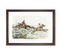 Hounds on The Hunt by Henry Alken Framed Print | A2 Walnut Framed Wall Art | Ready to Hang | Modern Nature Picture | Living Room Bedroom Lounge Office
