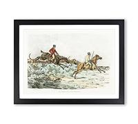 Hounds On The Hunt By Henry Alken Vintage Framed Print | A2 Black Framed Wall Art | Ready to Hang | Classic Nature Picture | Living Room Bedroom Lounge Office