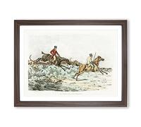 Hounds On The Hunt By Henry Alken Vintage Framed Print | A2 Walnut Framed Wall Art | Ready to Hang | Classic Nature Picture | Living Room Bedroom Lounge Office