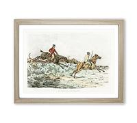 Hounds On The Hunt By Henry Alken Vintage Framed Print | A4 Oak Framed Wall Art | Ready to Hang | Classic Nature Picture | Living Room Bedroom Lounge Office