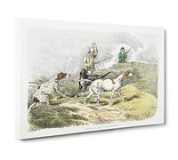 Hounds On The Lookout By Henry Alken Canvas Print | Gallery Wrapped 30mm Frame Wall Art | 20x14 inches | Ready to Hang | Retro Animal Picture | Living Room Bedroom Lounge Office
